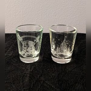 Walt Disney World Castle and The Pirates of the Caribbean Skull Logo Shot Glass